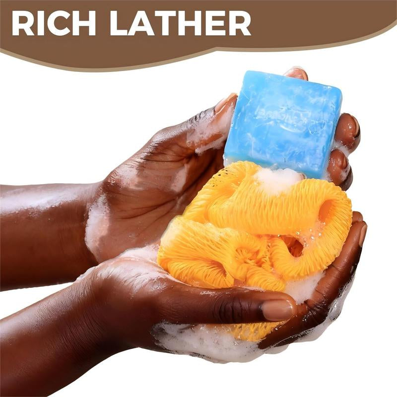 African Exfoliating Bath Sponge for Smooth, Refreshed Skin | Skin-Softening Lightweight Shower Net | Quick-Dry, Reusable Body Scrubber|Authentic Net Sponge