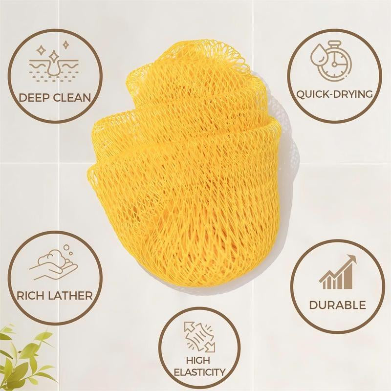 African Exfoliating Bath Sponge for Smooth, Refreshed Skin | Skin-Softening Lightweight Shower Net | Quick-Dry, Reusable Body Scrubber|Authentic Net Sponge