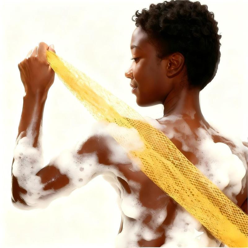 African Exfoliating Bath Sponge for Smooth, Refreshed Skin | Skin-Softening Lightweight Shower Net | Quick-Dry, Reusable Body Scrubber|Authentic Net Sponge